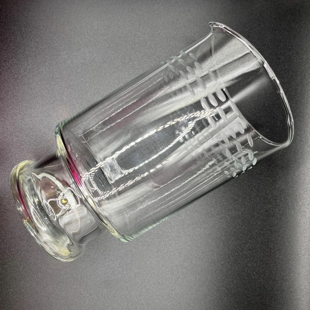 Vintage Princess House Etched Clear Glass Mid-Century Modern Martini Pitcher EUC